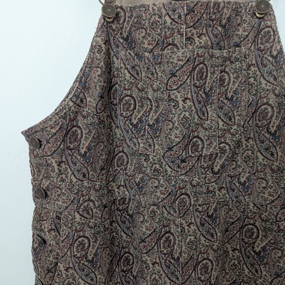Vintage Eddie Bauer Paisely Corduroy Overall Midi Dress - Picture 5 of 5
